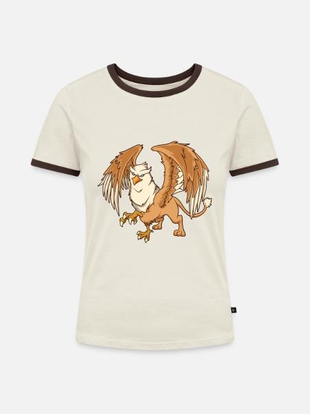 Greif - Frauen Kontrast-T-Shirt - Off-White/Dunkelbraun