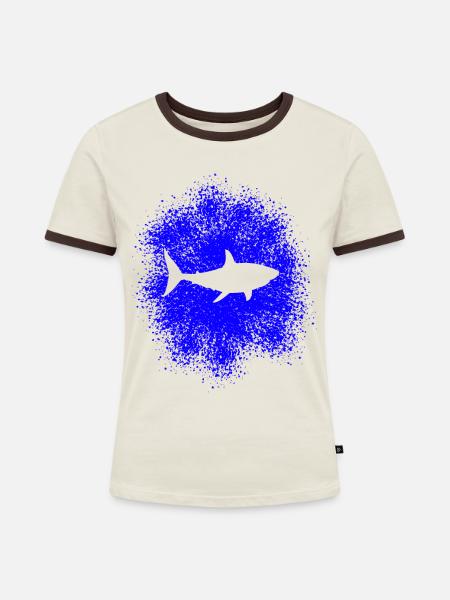 Hai Haifisch im Meer - Frauen Kontrast-T-Shirt - Off-White/Dunkelbraun