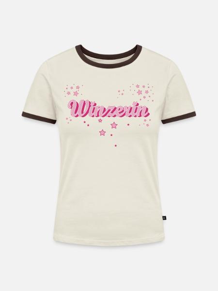 Weinbauer Abschluss-Geschenk Winzerin - Frauen Kontrast-T-Shirt - Off-White/Dunkelbraun