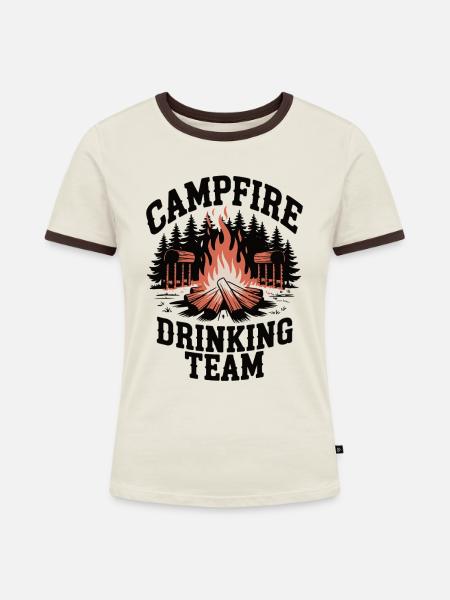 Campfire Drinking Team - Frauen Kontrast-T-Shirt - Off-White/Dunkelbraun