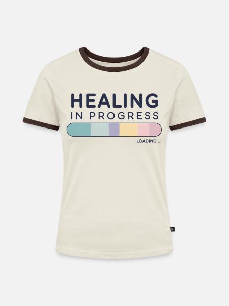 Healing In Progress - Frauen Kontrast-T-Shirt - Off-White/Dunkelbraun