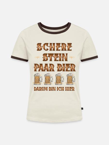 Trinkspruch JGA Malle - Frauen Kontrast-T-Shirt - Off-White/Dunkelbraun