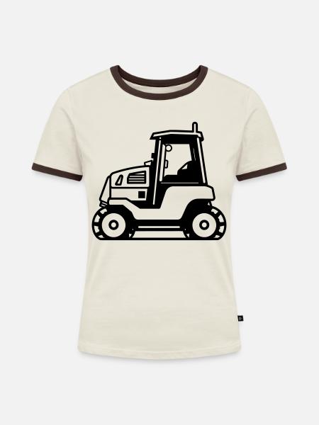Bulldozer - Frauen Kontrast-T-Shirt - Off-White/Dunkelbraun