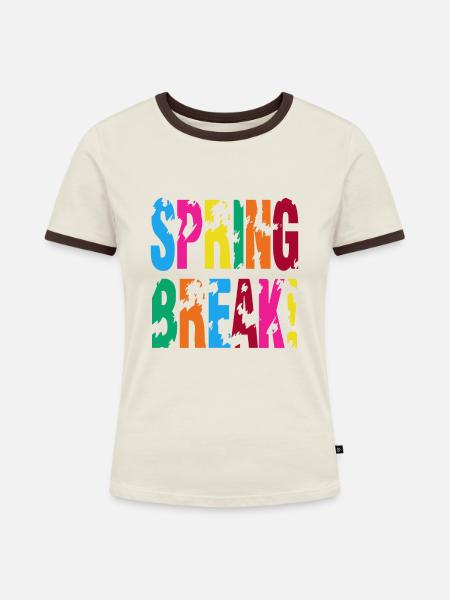 Spring Break - Frauen Kontrast-T-Shirt - Off-White/Dunkelbraun