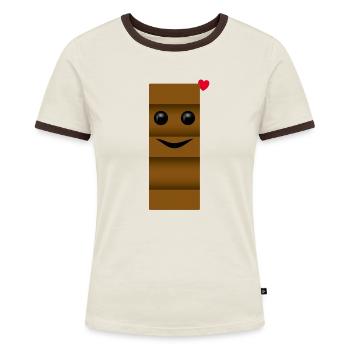 Milch und Schokolade Partner Kostüm FÜR IHN Witzig - Frauen Kontrast-T-Shirt - Off-White/Dunkelbraun - Vorne - AI Model Female 172 dark (172cm)