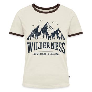 Wildnis - Frauen Kontrast-T-Shirt - Off-White/Dunkelbraun - Vorne - AI Model Female 172 dark (172cm)