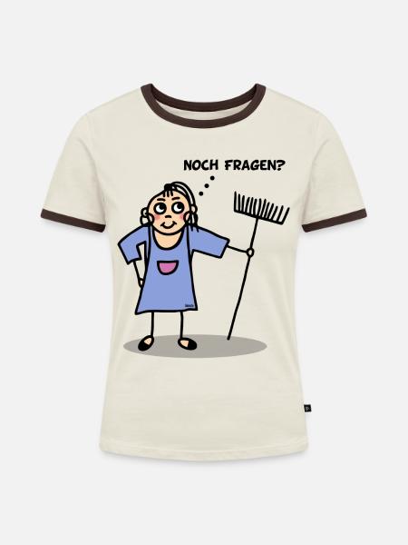 Noch Fragen - Frauen Kontrast-T-Shirt - Off-White/Dunkelbraun
