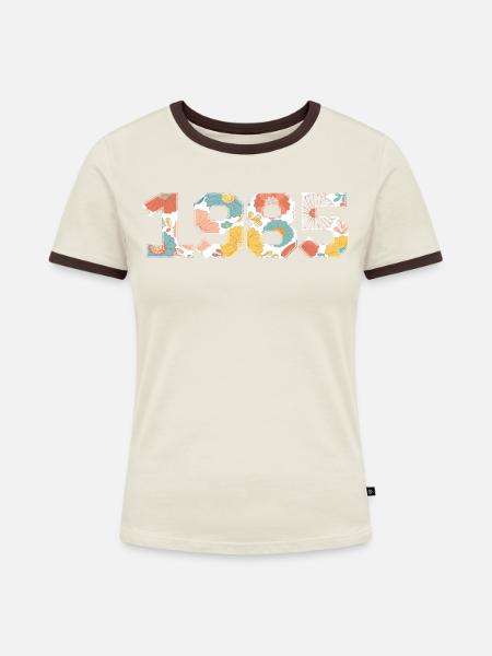 Blumen 1985 - 40-jähriges Jubiläum - Frauen Kontrast-T-Shirt - Off-White/Dunkelbraun