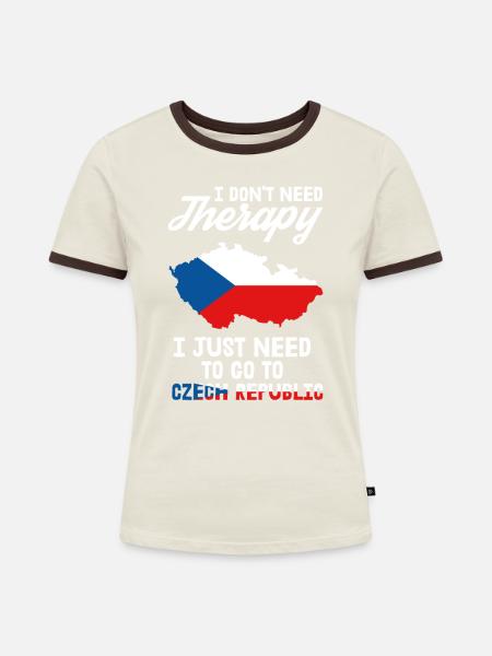 Tschechien Therapie Prag Tschechisch Geschenk - Frauen Kontrast-T-Shirt - Off-White/Dunkelbraun