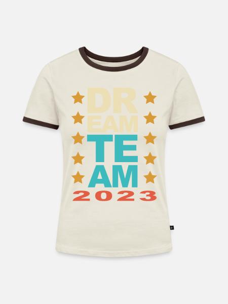 Dream Team - Frauen Kontrast-T-Shirt - Off-White/Dunkelbraun