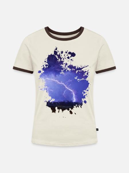 Blitz - Frauen Kontrast-T-Shirt - Off-White/Dunkelbraun