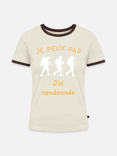 Wanderwanderer Geschenkidee - Frauen Kontrast-T-Shirt - Off-White/Dunkelbraun