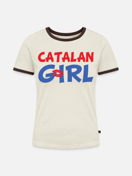 Katalanisches Mädchen - Frauen Kontrast-T-Shirt - Off-White/Dunkelbraun