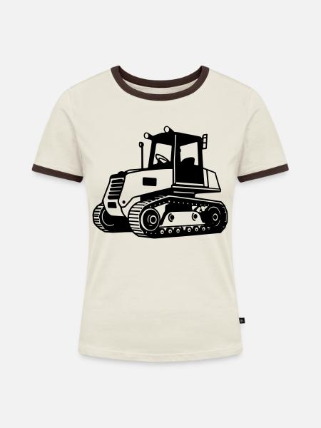 Bulldozer - Frauen Kontrast-T-Shirt - Off-White/Dunkelbraun