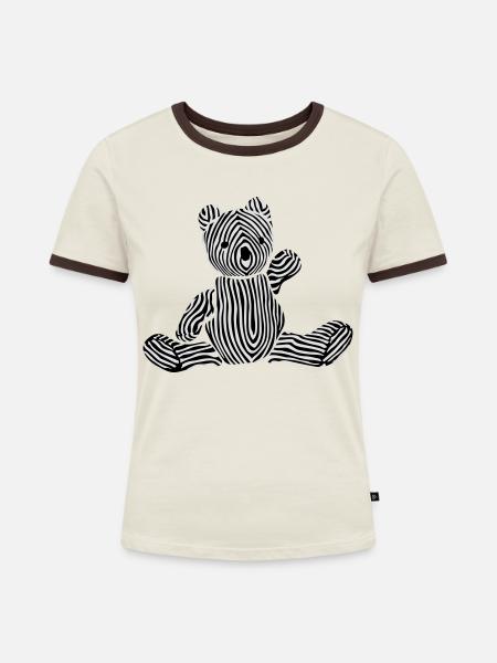 Teddybär - Frauen Kontrast-T-Shirt - Off-White/Dunkelbraun