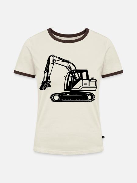 Schäler - Frauen Kontrast-T-Shirt - Off-White/Dunkelbraun