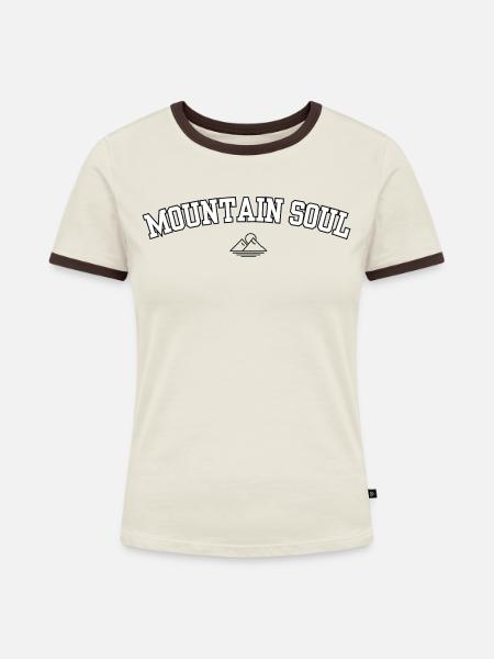 Mountain Soul – Mountain & Sun Naturdesign - Frauen Kontrast-T-Shirt - Off-White/Dunkelbraun