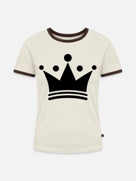 Krone - Frauen Kontrast-T-Shirt - Off-White/Dunkelbraun