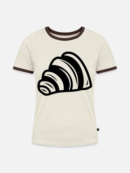 Halbmond - Frauen Kontrast-T-Shirt - Off-White/Dunkelbraun