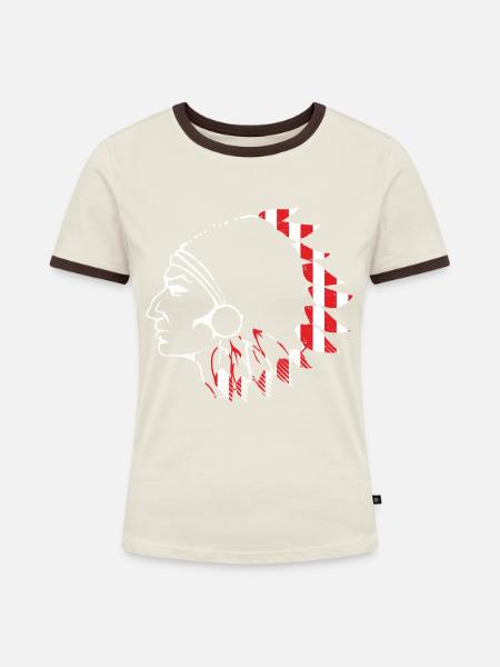 Indianer - Frauen Kontrast-T-Shirt - Off-White/Dunkelbraun