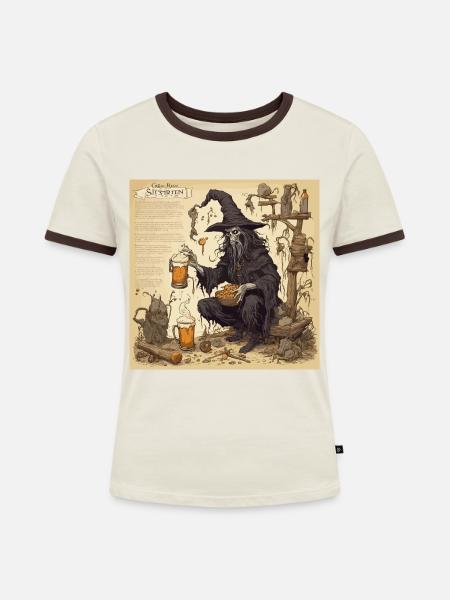 Hexenhandbuch / Zauberbuch / Halloween / Herbst - Frauen Kontrast-T-Shirt - Off-White/Dunkelbraun