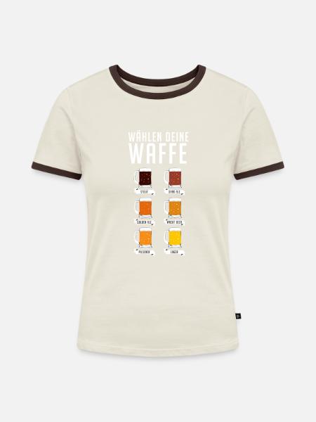 Wähle deine Waffe - Frauen Kontrast-T-Shirt - Off-White/Dunkelbraun