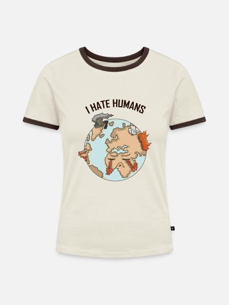 Erde Umweltschutz - Frauen Kontrast-T-Shirt - Off-White/Dunkelbraun