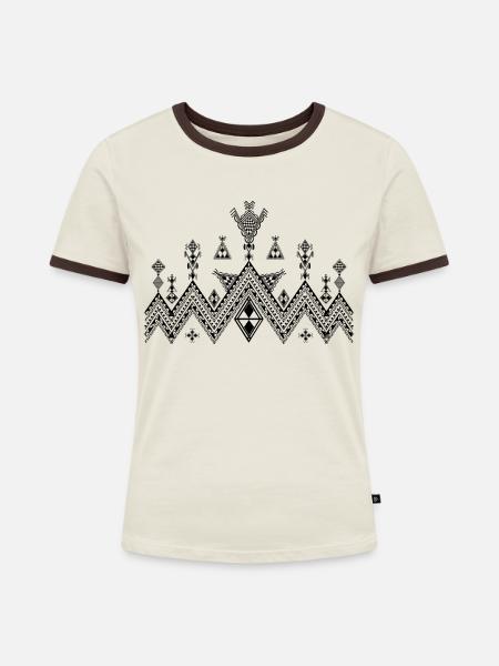 Motiv Amazigh - Frauen Kontrast-T-Shirt - Off-White/Dunkelbraun