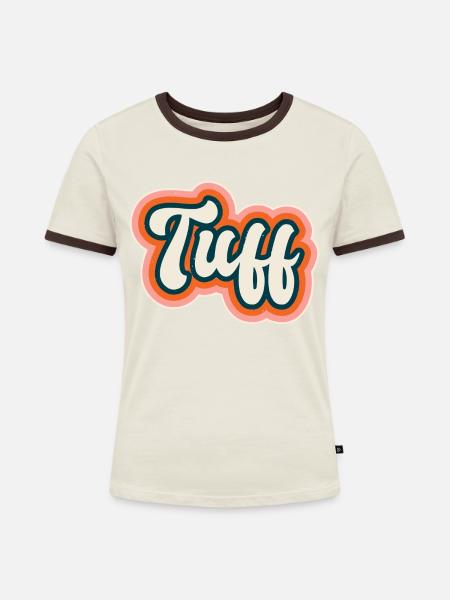 Tuff harter Kerl - Frauen Kontrast-T-Shirt - Off-White/Dunkelbraun