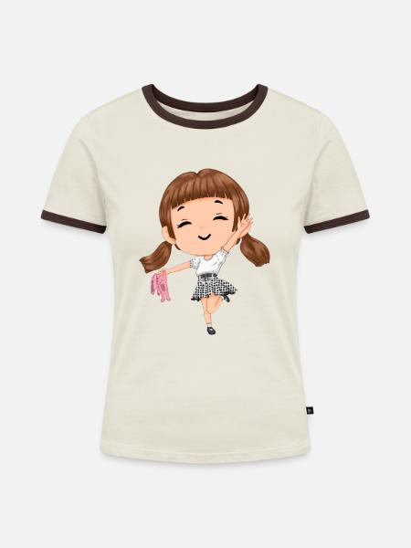 cute girl 👧 - Frauen Kontrast-T-Shirt - Off-White/Dunkelbraun