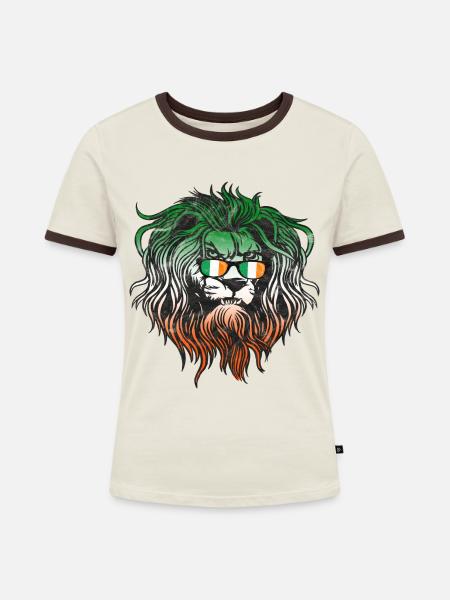 Irland - Frauen Kontrast-T-Shirt - Off-White/Dunkelbraun