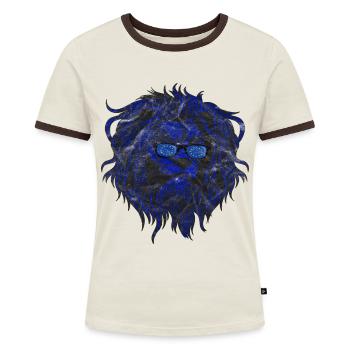 Europäische Union - Frauen Kontrast-T-Shirt - Off-White/Dunkelbraun - Vorne - AI Model Female 172 dark (172cm)