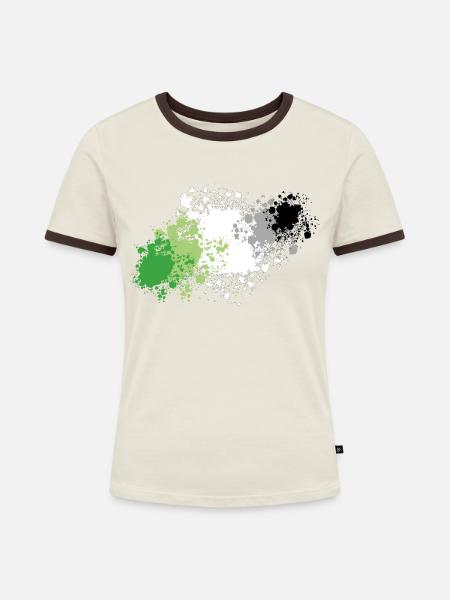 Aromantisch Pride Kleckse - Frauen Kontrast-T-Shirt - Off-White/Dunkelbraun