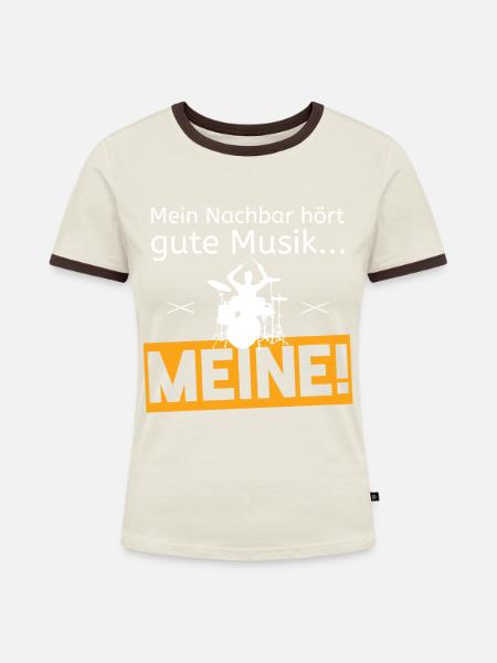 Schlagzeug - gute Musik - Frauen Kontrast-T-Shirt - Off-White/Dunkelbraun