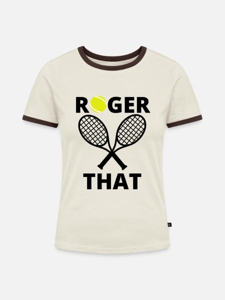 Roger das Tennisgeschenk - Frauen Kontrast-T-Shirt - Off-White/Dunkelbraun