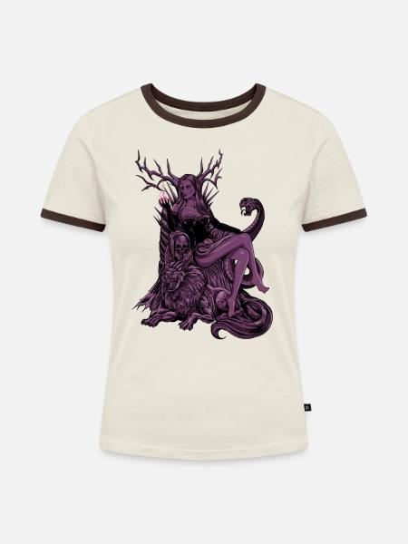 Wikinger Totengöttin Hel - Frauen Kontrast-T-Shirt - Off-White/Dunkelbraun