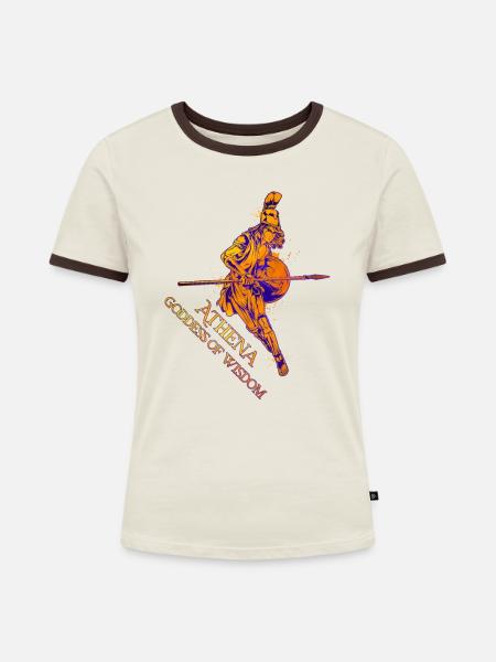 Göttin der Weisheit - Athene - Frauen Kontrast-T-Shirt - Off-White/Dunkelbraun