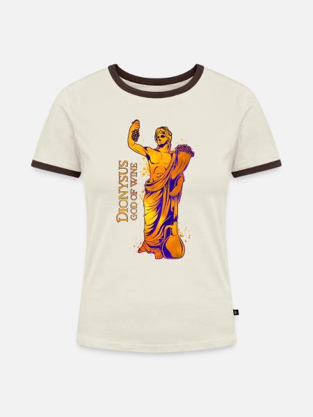 Gott des Weins - Dionysos - Frauen Kontrast-T-Shirt - Off-White/Dunkelbraun