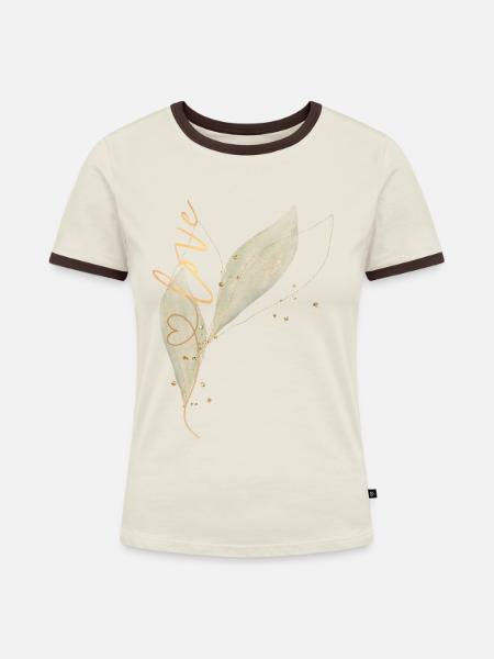 Love - Frauen Kontrast-T-Shirt - Off-White/Dunkelbraun