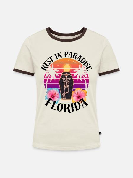 Florida RIP Sarkasmus - Frauen Kontrast-T-Shirt - Off-White/Dunkelbraun