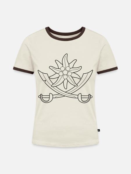 Edelweißpiraten - Frauen Kontrast-T-Shirt - Off-White/Dunkelbraun