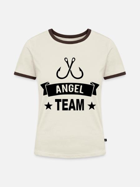 Angel Team - Frauen Kontrast-T-Shirt - Off-White/Dunkelbraun