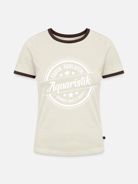 Aquaristik - Frauen Kontrast-T-Shirt - Off-White/Dunkelbraun
