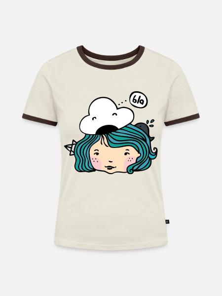 Seemannsmädel - Frauen Kontrast-T-Shirt - Off-White/Dunkelbraun