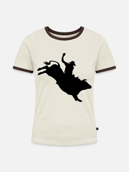 Bullriding - Frauen Kontrast-T-Shirt - Off-White/Dunkelbraun