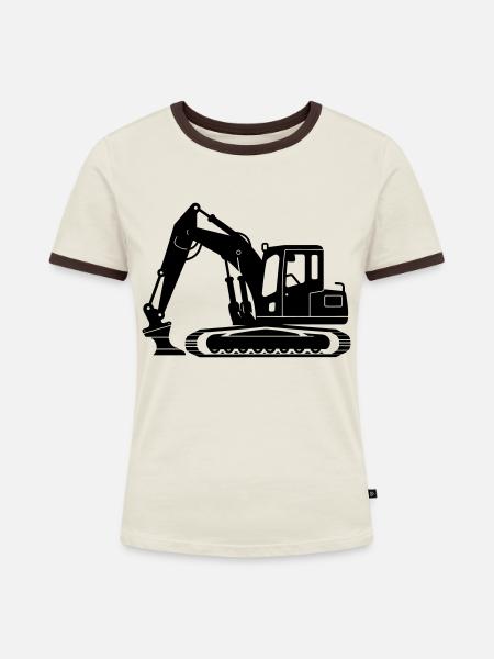 Schäler - Frauen Kontrast-T-Shirt - Off-White/Dunkelbraun