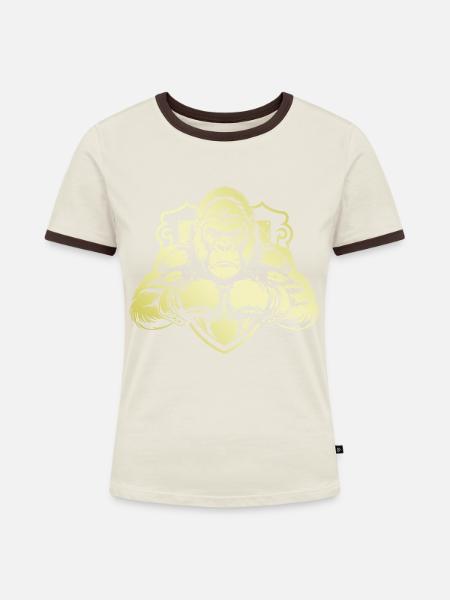 Gorilla Boxer - Frauen Kontrast-T-Shirt - Off-White/Dunkelbraun