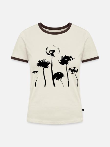 Pusteblume - Frauen Kontrast-T-Shirt - Off-White/Dunkelbraun