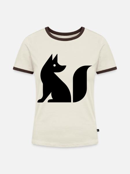 Niedlicher Fuchs Illustration - Frauen Kontrast-T-Shirt - Off-White/Dunkelbraun