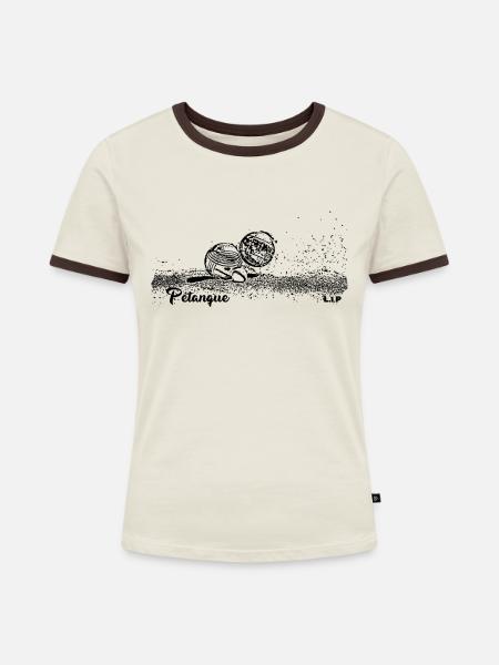 Bouleszene Fliese - Frauen Kontrast-T-Shirt - Off-White/Dunkelbraun